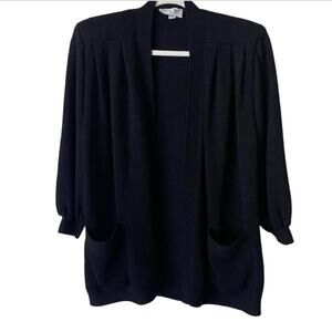 St. John Sportswear | Open Front Cardigan Sweater Santana Knit Black Small